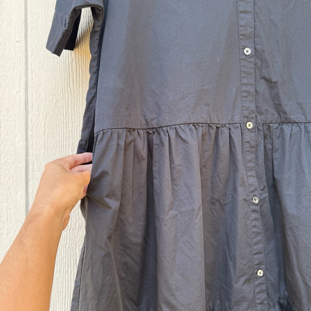 CO Short Sleeve Tiered Dress in Cotton Poplin Minimalist Size Small - Picture 3 of 8